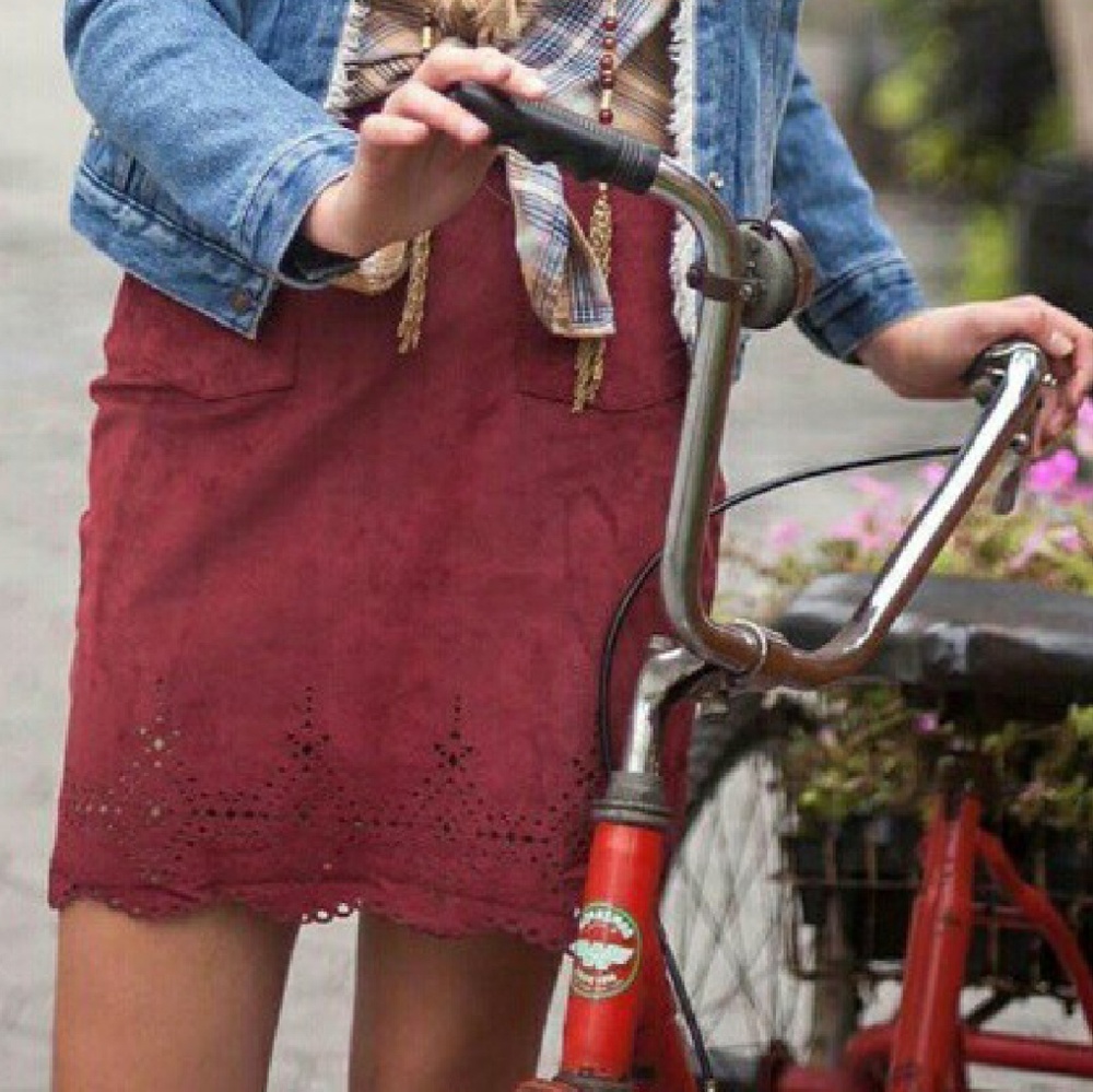 NWT anthro Leather lasercut skirt